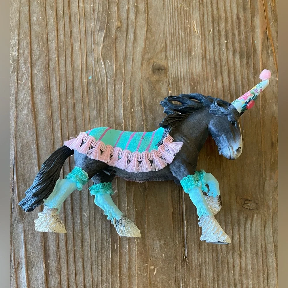 Horse Birthday Cake Pink Aqua Western Cowgirl Clydesdale Mare Cake Topper Toy
